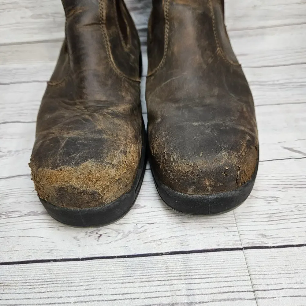 Thorogood Men's Safety Workwear Chelsea Boots Brown Leather Size 10.5 Distressed